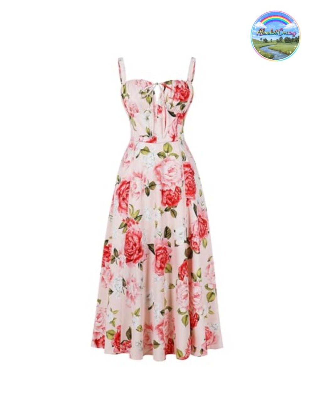 Floral Corset Midi Dress Boho Spaghetti Strap Sundress